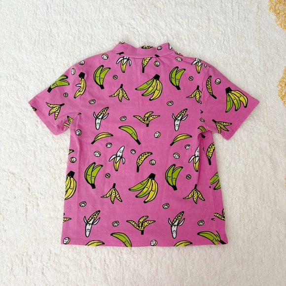 NOOWORKS Pink Banana Short Sleeve Mock Neck Tee Shirt - Picture 2 of 5